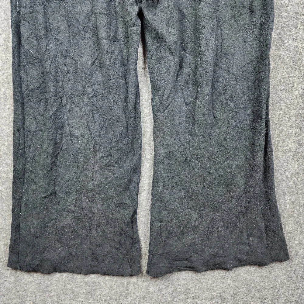 Aerie Lounge Pants Mens 2XL Black Wide Leg Textured Terry Drawstring Pajamas